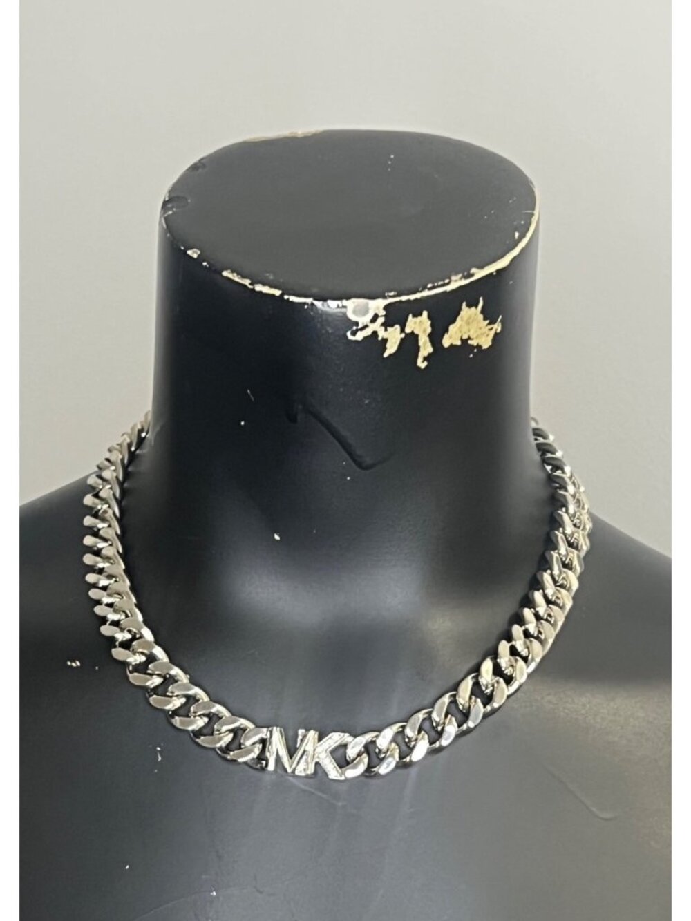 Michael Kors Metallic Muse MK Logo Chain Necklace Silver-Tone